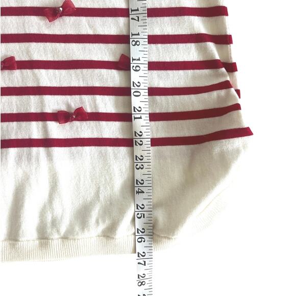 Talbots Petite Poppy Red Striped Bow Sweater Size Large Lightweight Knit Tunic - Picture 9 of 10